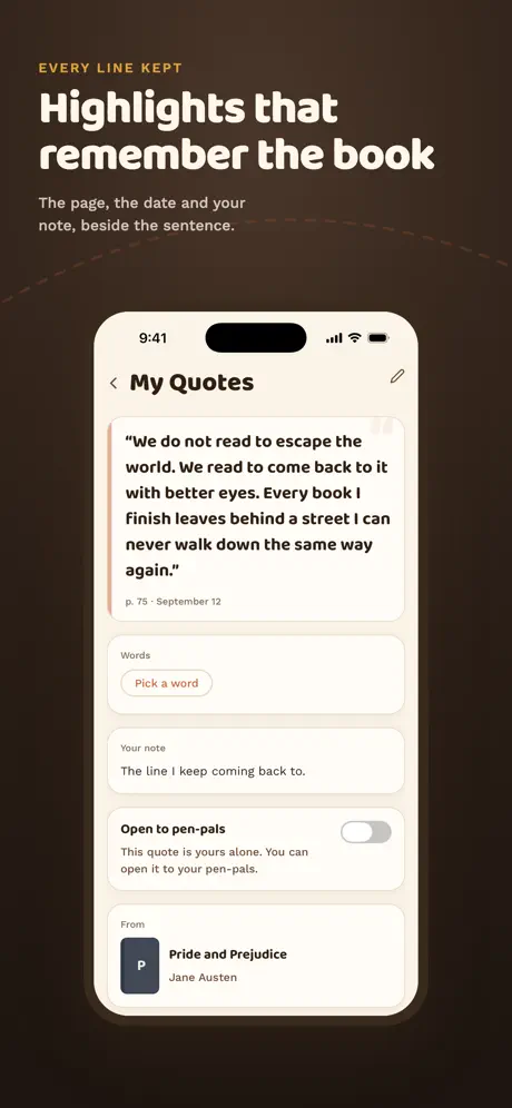 A quote card in Milo